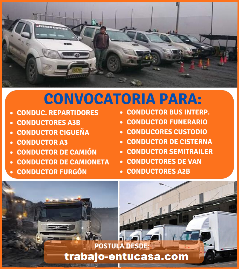 TRABAJO DISPONIBLES PARA CHOFERES, CONDUCTORES VACANTES LIMITADAS