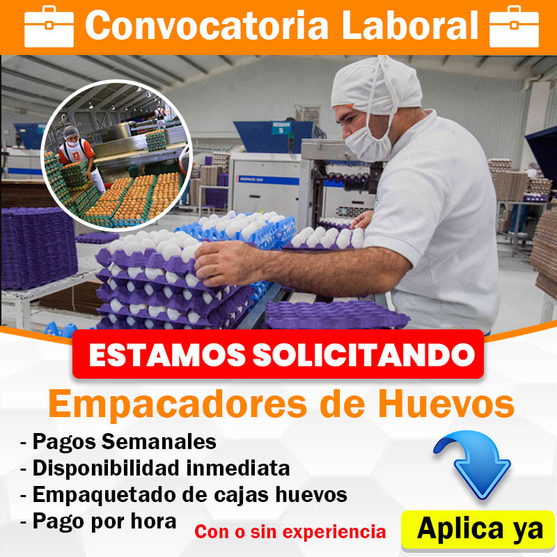 Avicola Nacional Necesita Urgente Personal para empacar Huevos ECOLOGICOS desde tu casa Plazas Limitadas segun CIUDAD
