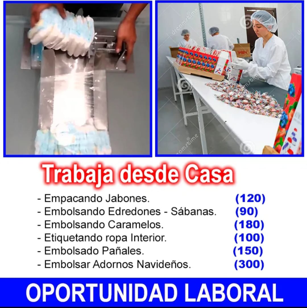 Trabaja empacando desde tu casa en Distintas Modalidades por campaña de navidad plazas Limitadas