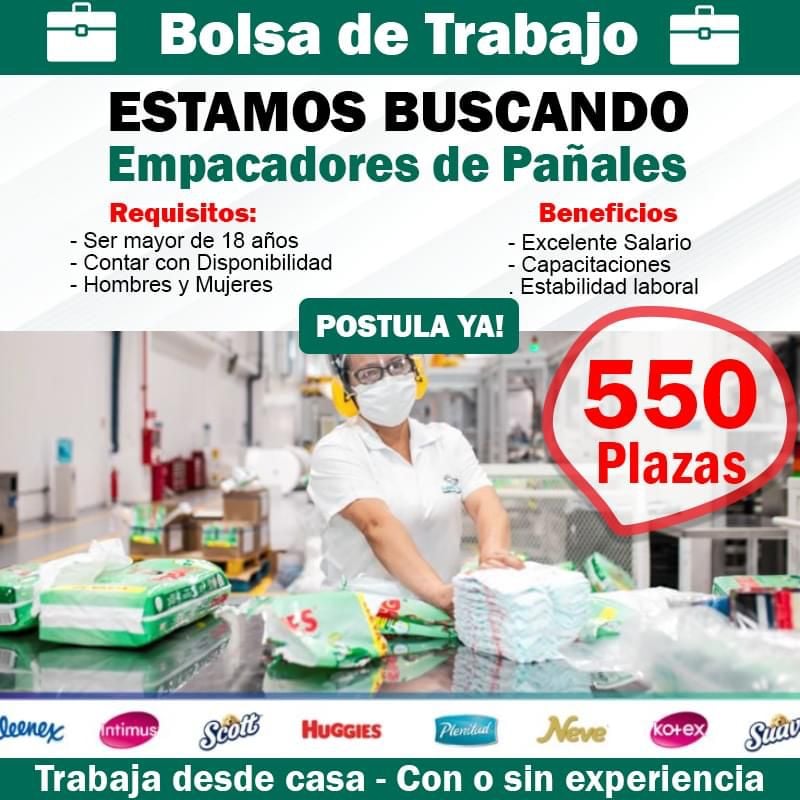 Fabrica Buscando Operarios para Empacar Pañales desde casa
