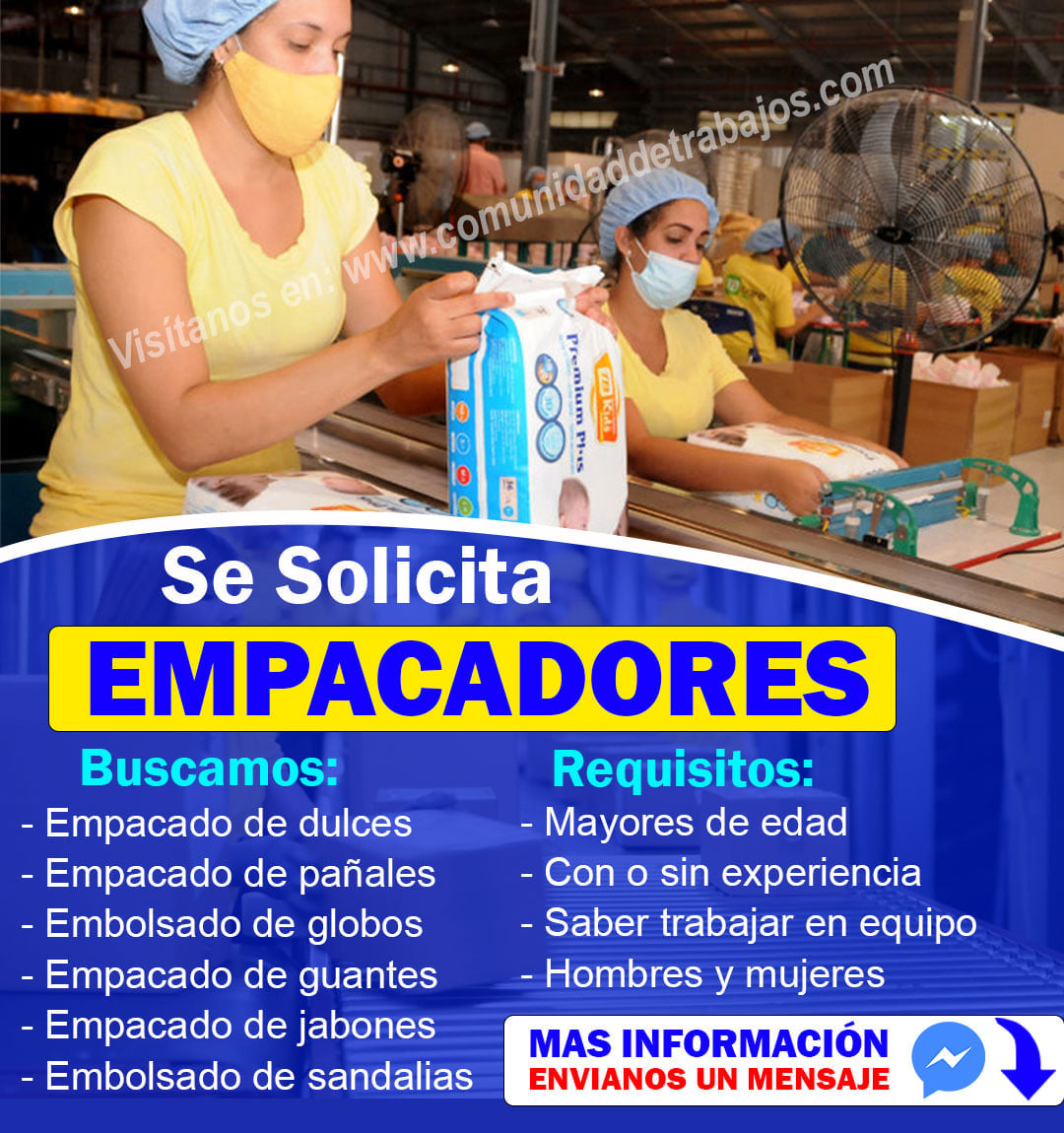 Importadora convoca plantilla para empacar en casa